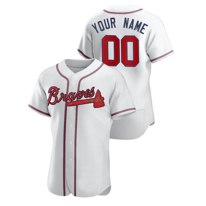 Custom White ATL Baseball Shirt Top