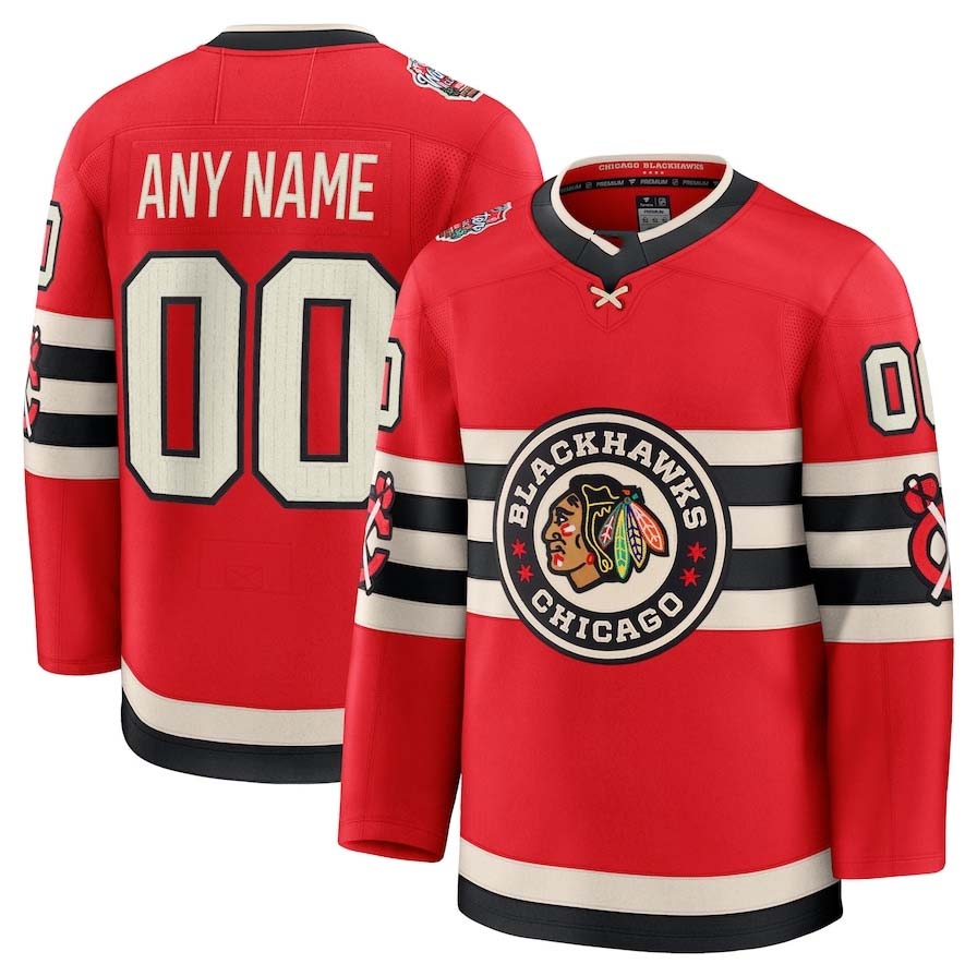 Custom Red 2025 CHI Hockey Shirt Top