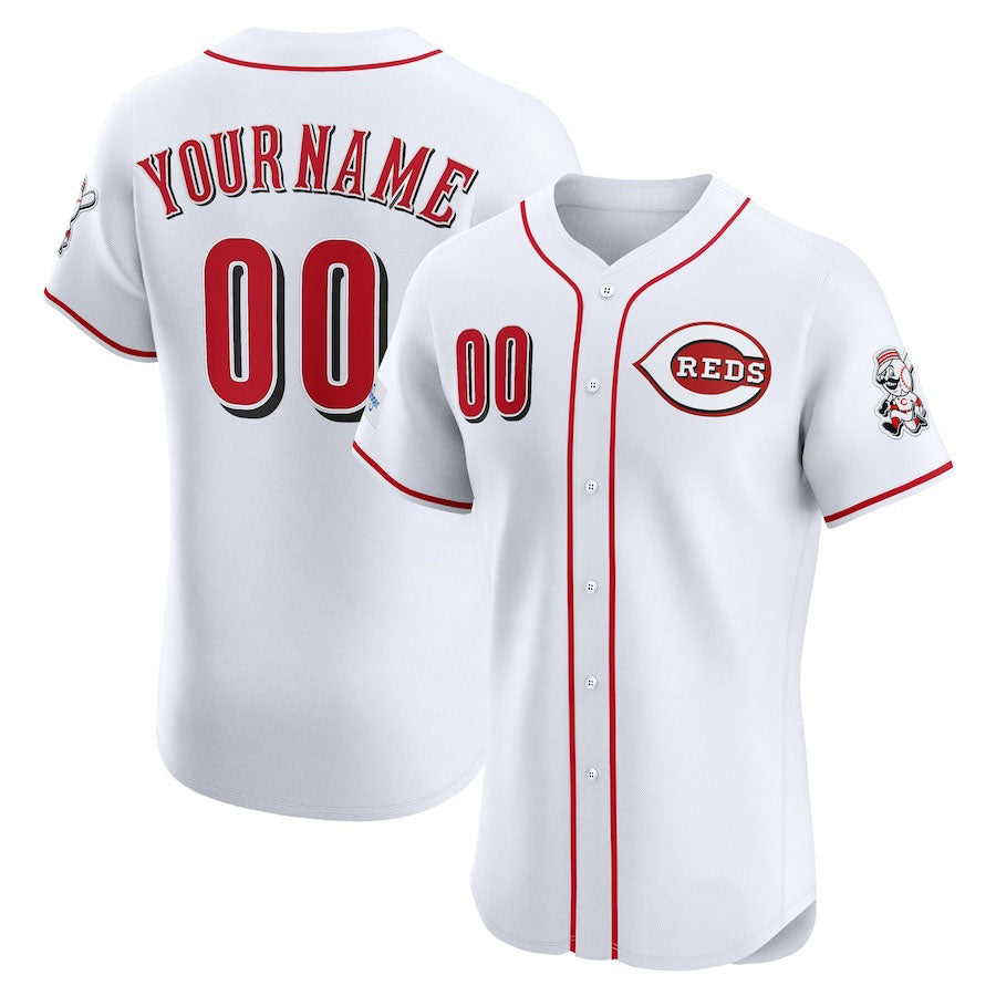 Custom White CIN Baseball Shirt Top