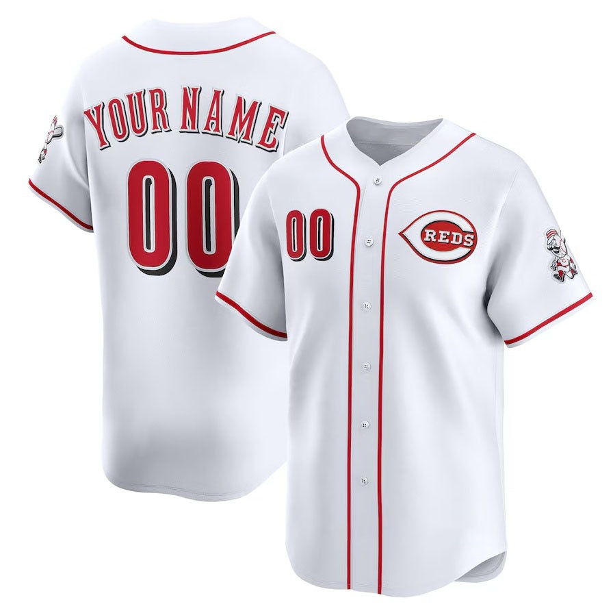 Custom White CIN Baseball Shirt Top