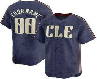 Custom Navy City Connect CLE Baseball Shirt Top