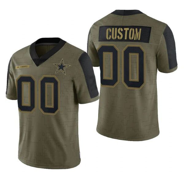Custom Olive 2021 DAL Football Shirt Top