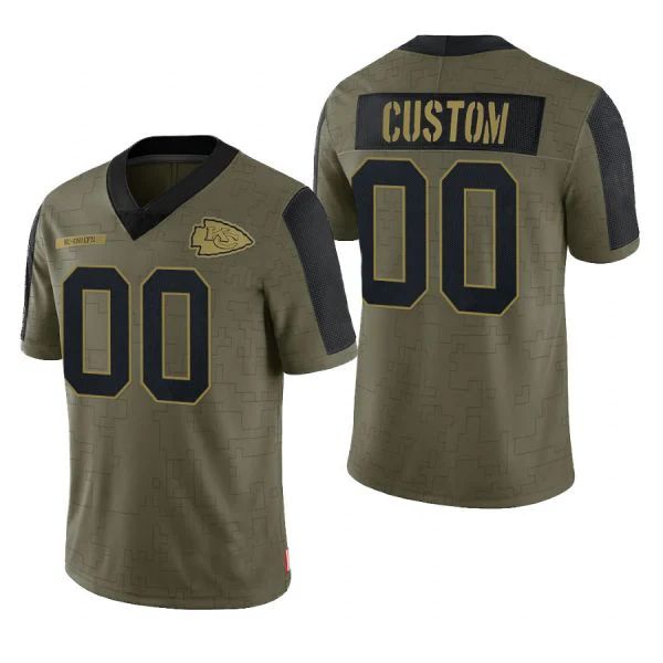 Custom Olive 2021 KC Football Shirt Top
