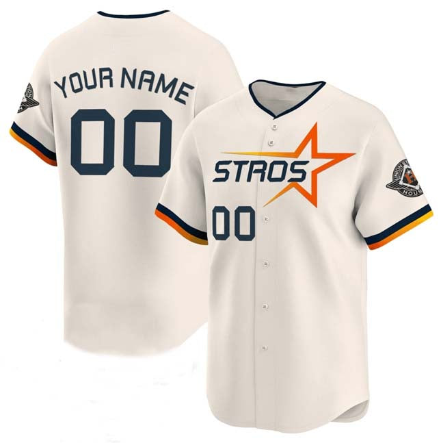 Custom Cream 2025 City Connect HOU Baseball Shirt Top