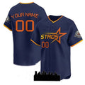 Custom Navy 2025 City Connect HOU Baseball Shirt Top