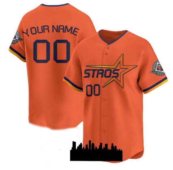 Custom Orange 2025 City Connect HOU Baseball Shirt Top