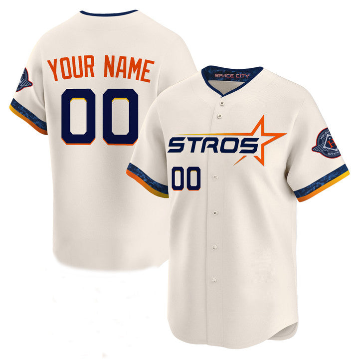 Custom Cream 2025 City Connect HOU Baseball Shirt Top