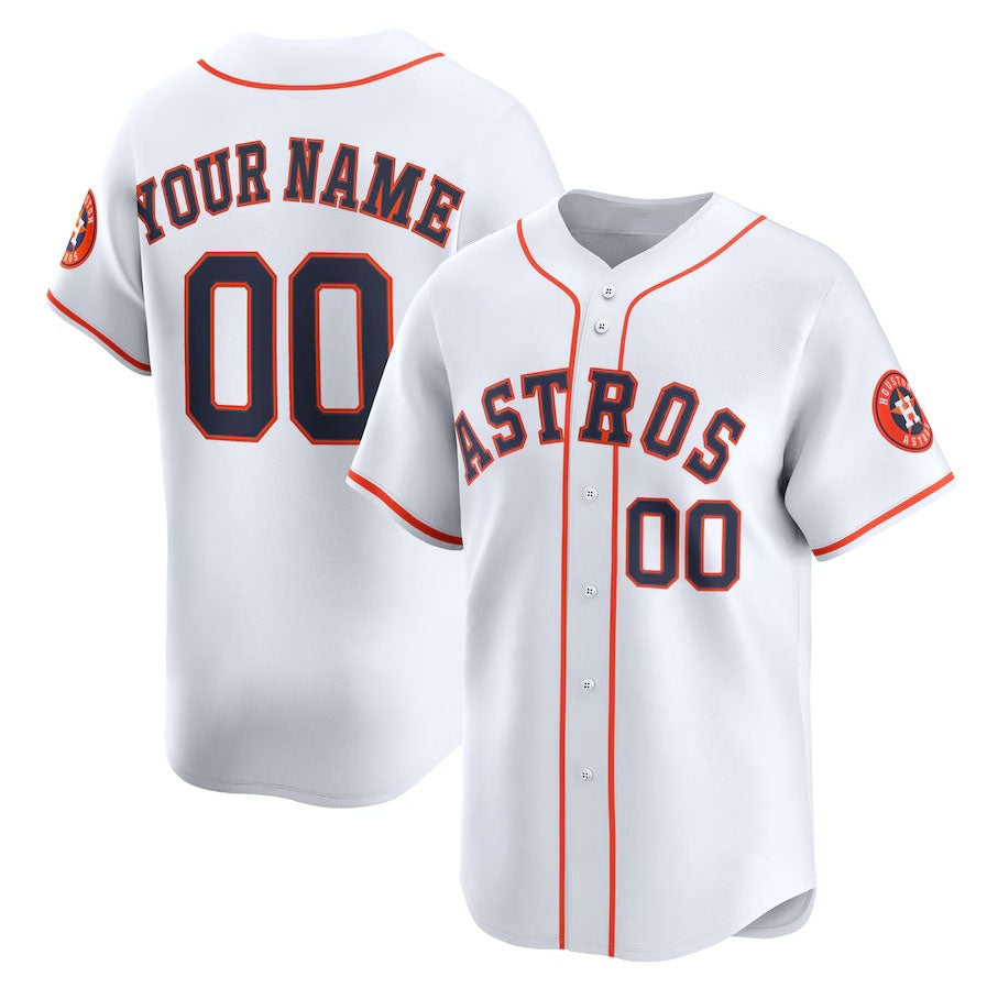 Custom White HOU Baseball Shirt Top