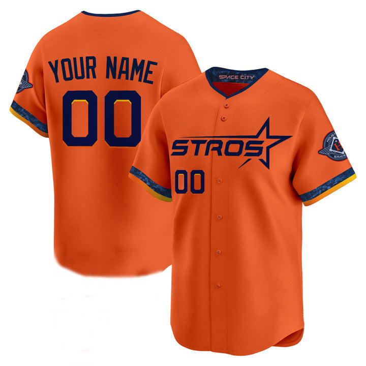 Custom Orange 2025 City Connect HOU Baseball Shirt Top