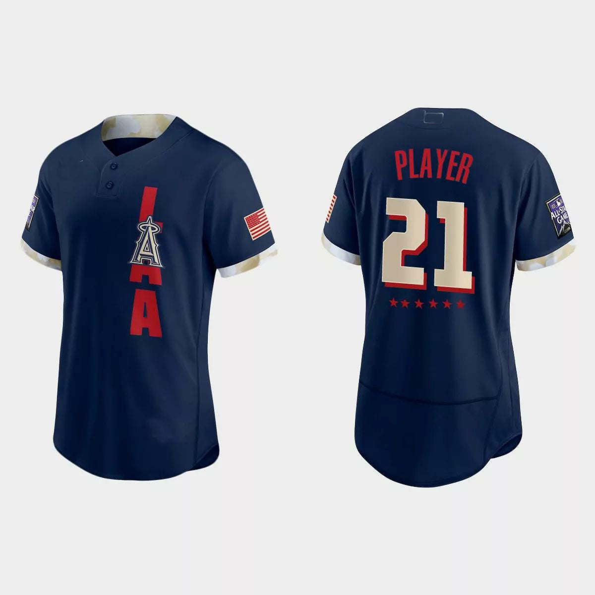 Custom Navy 2021 LAA Baseball Shirt Top