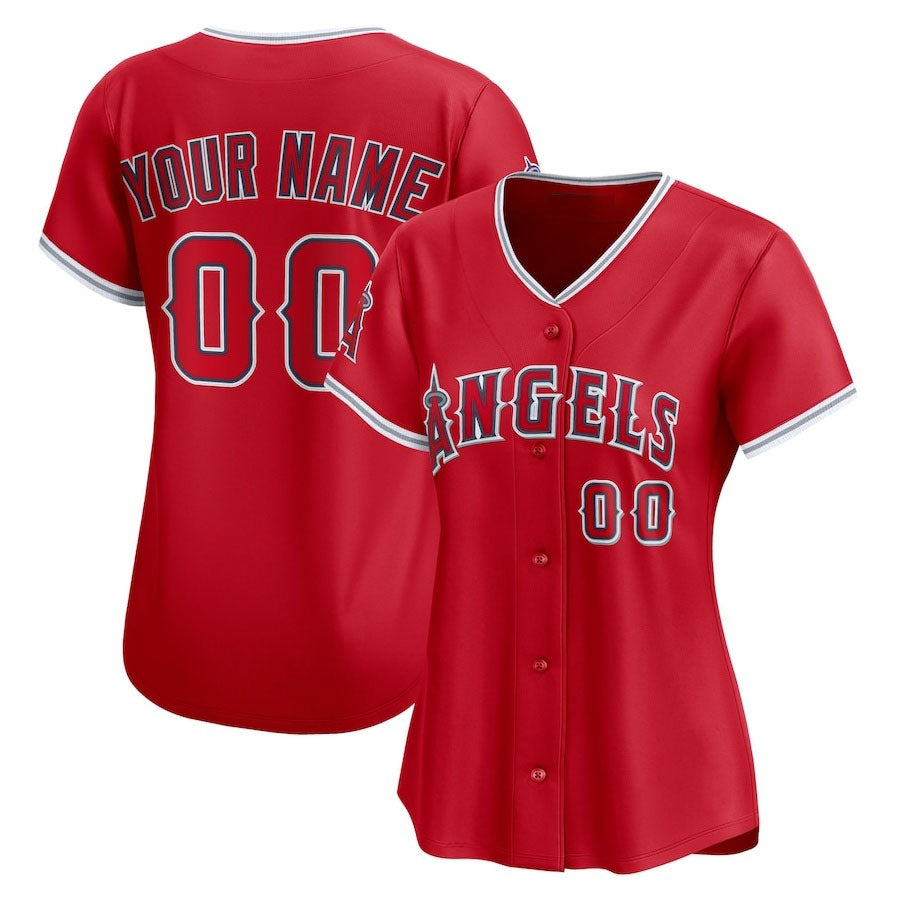 Custom Red LAA Baseball Shirt Top