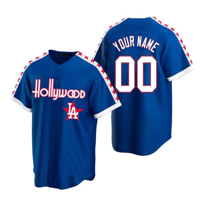 Custom Blue LAD Baseball Shirt Top