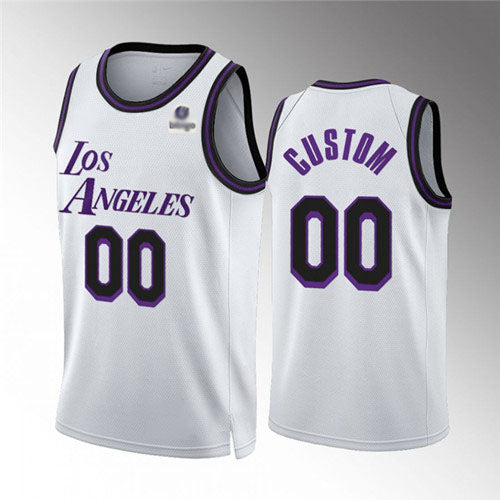 Custom White LAL Basketball Shirt Top