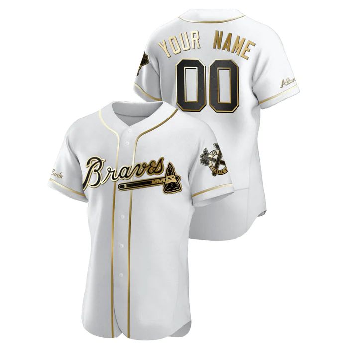Custom White ATL Baseball Shirt Top