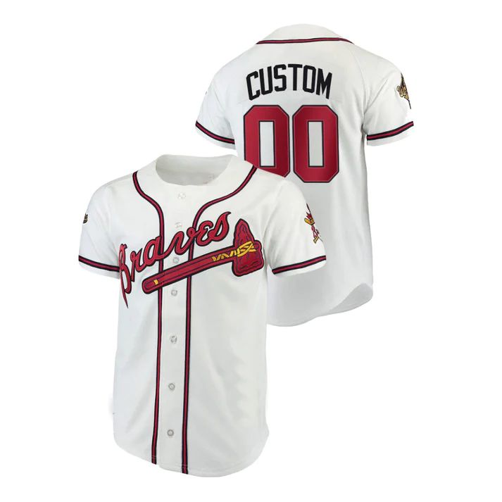 Custom White ATL Baseball Shirt Top
