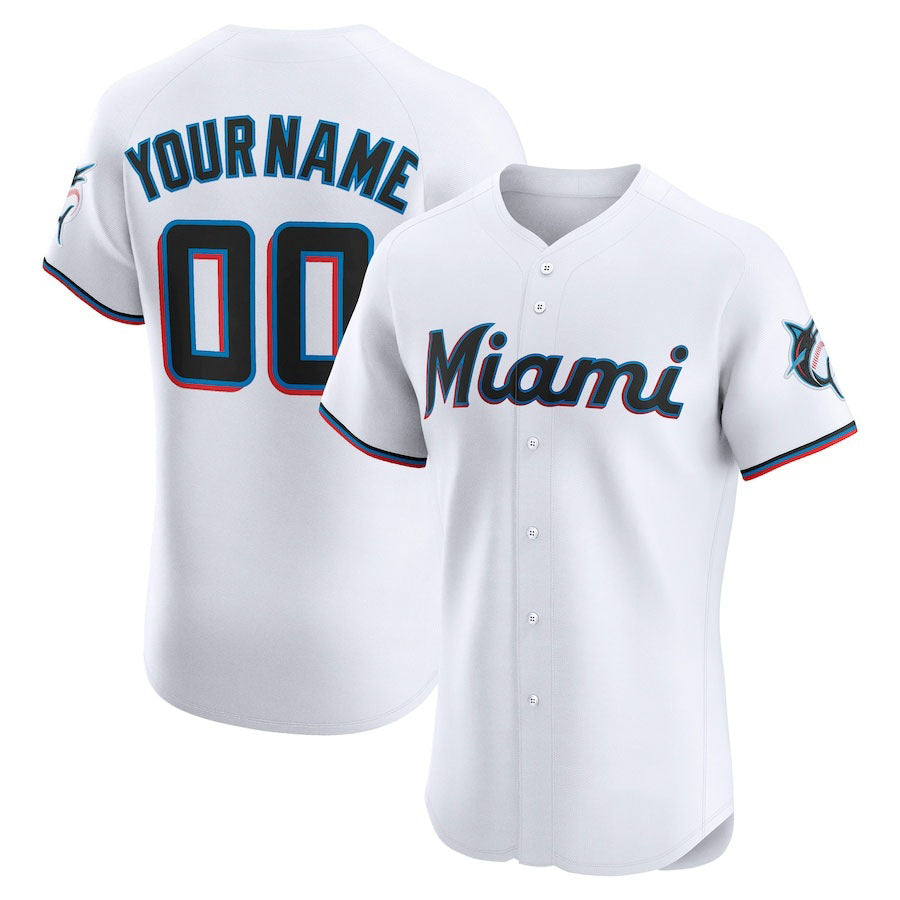 Custom White MIA Baseball Shirt Top