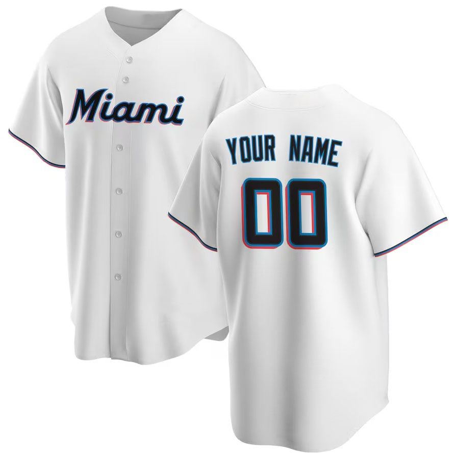 Custom White MIA Baseball Shirt Top