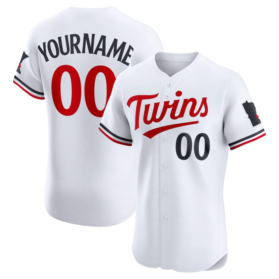 Custom White MIN Baseball Shirt Top