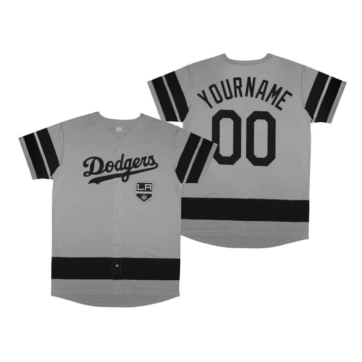Custom Gray LAD Baseball Shirt Top