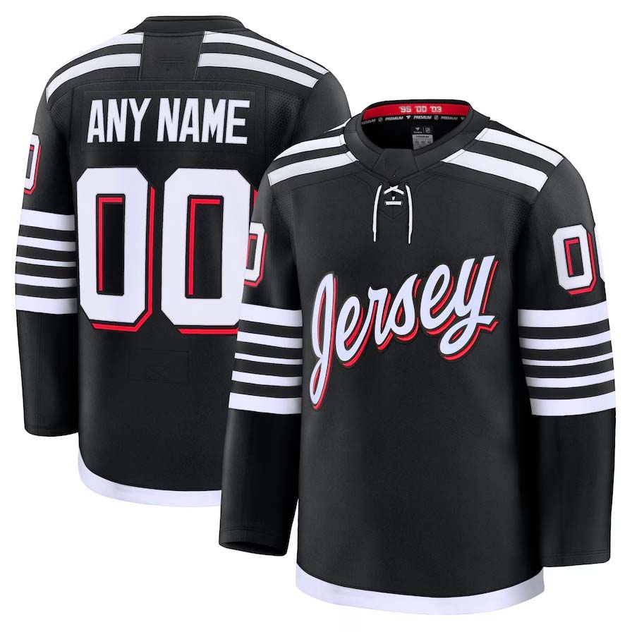 Custom Black NJD Hockey Shirt Top