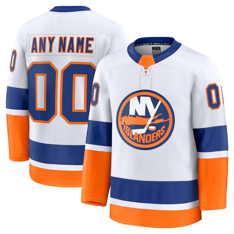 Custom White NYI Hockey Shirt Top