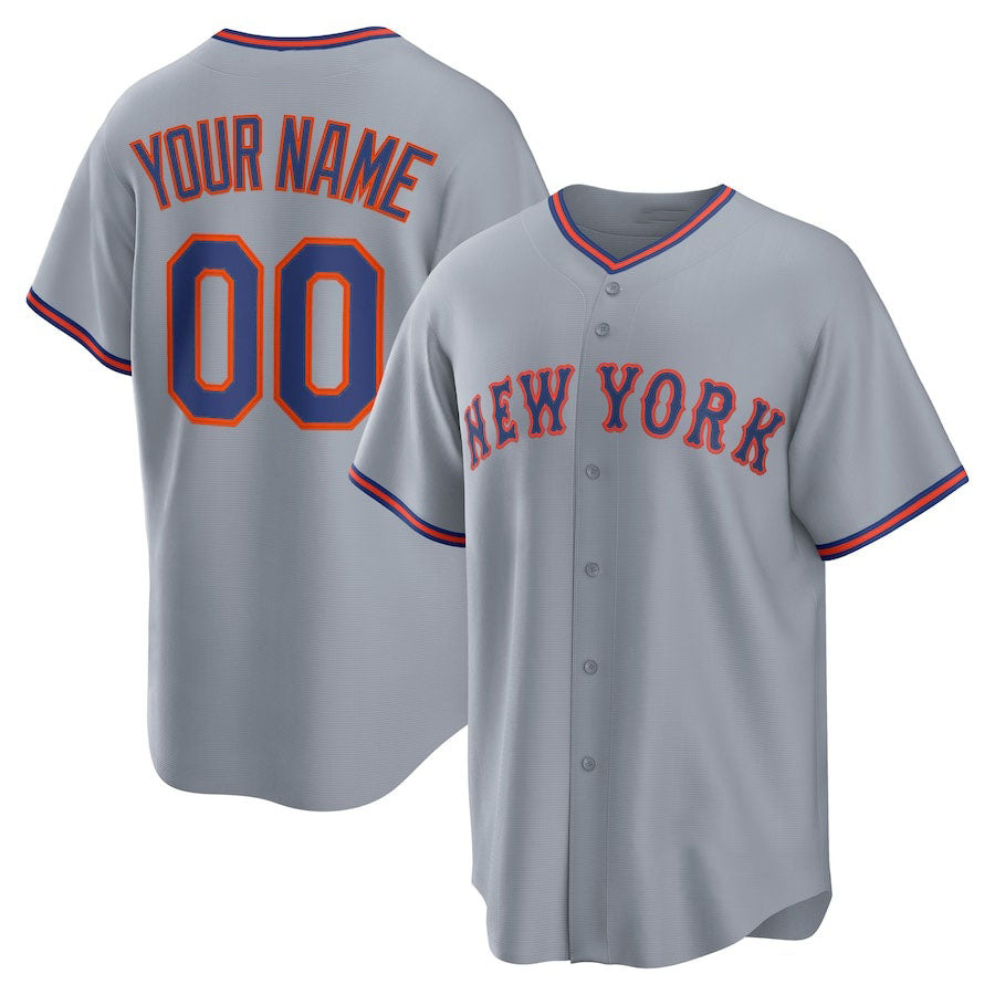 Custom Gray NYM Baseball Shirt Top