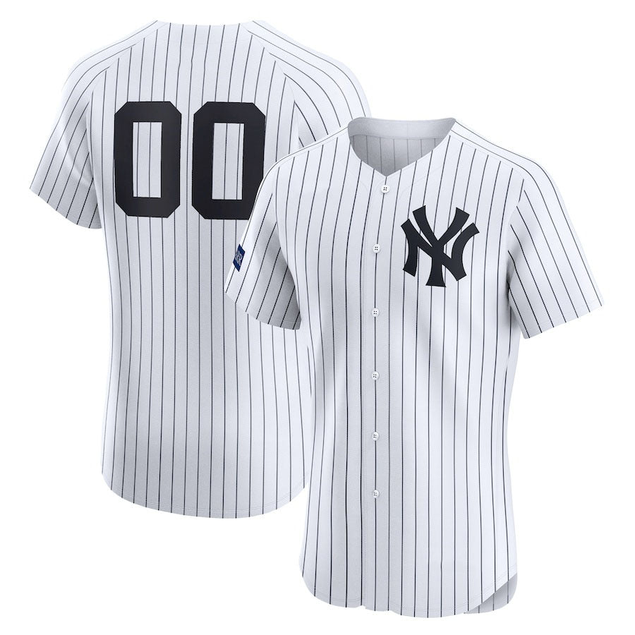 Custom White NYY Baseball Shirt Top