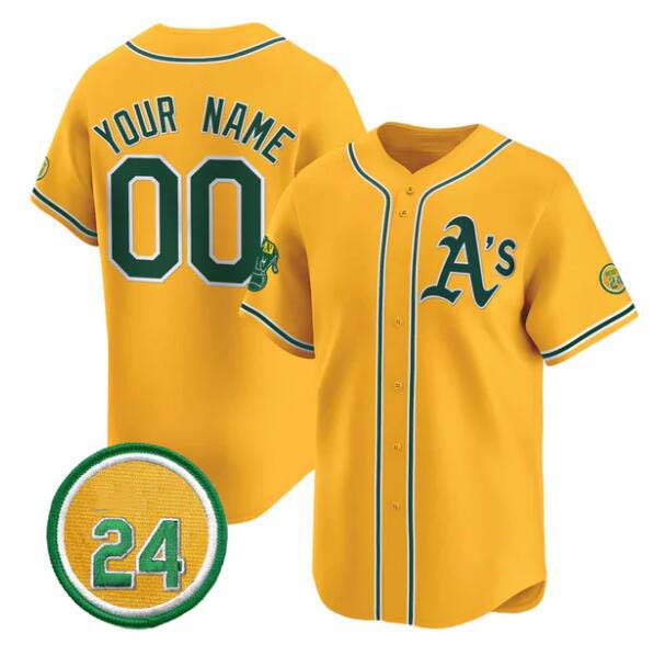 Custom Gold OAK Baseball Shirt Top