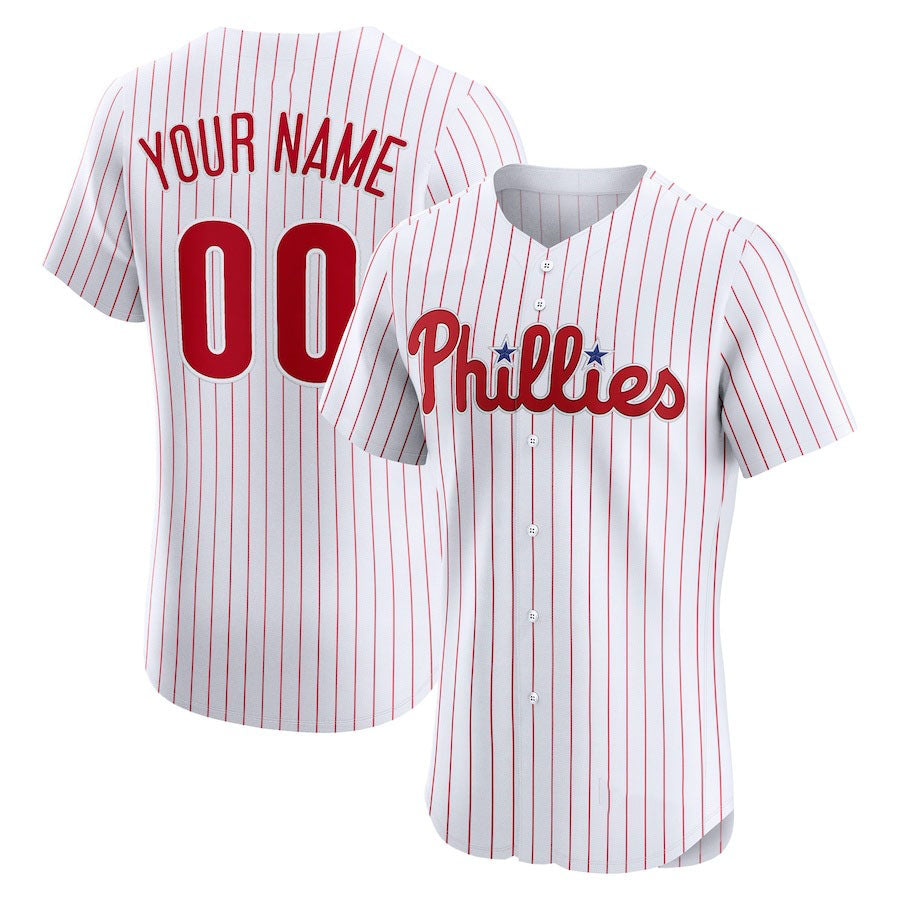 Custom White PHI Baseball Shirt Top