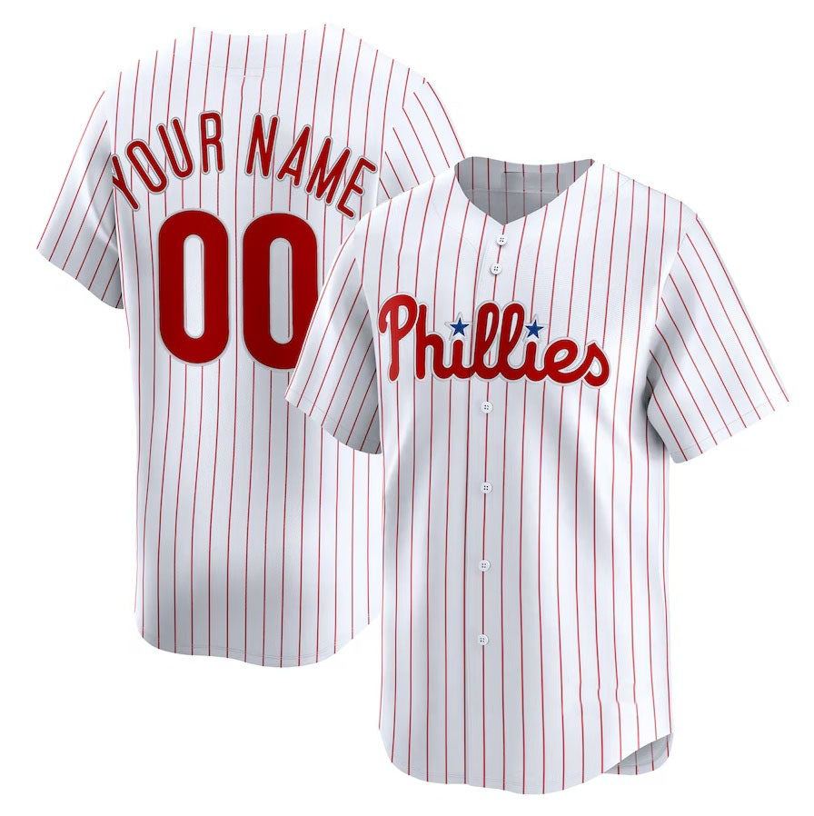 Custom White PHI Baseball Shirt Top