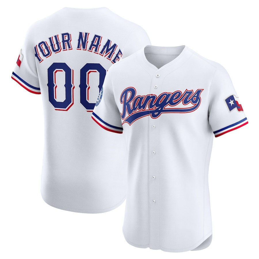 Custom White TEX Baseball Shirt Top