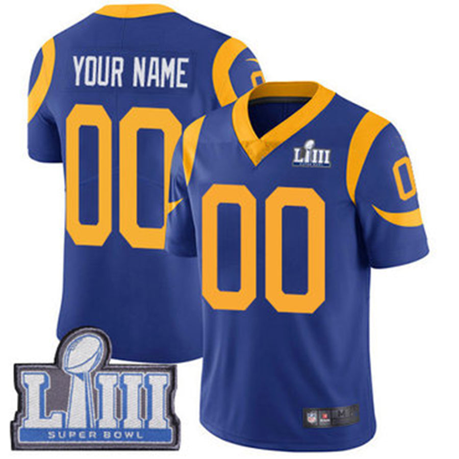 Custom Royal Blue Super Bowl LAR Football Shirt Top