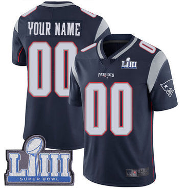 Custom Navy Blue Super Bowl NE Football Shirt Top