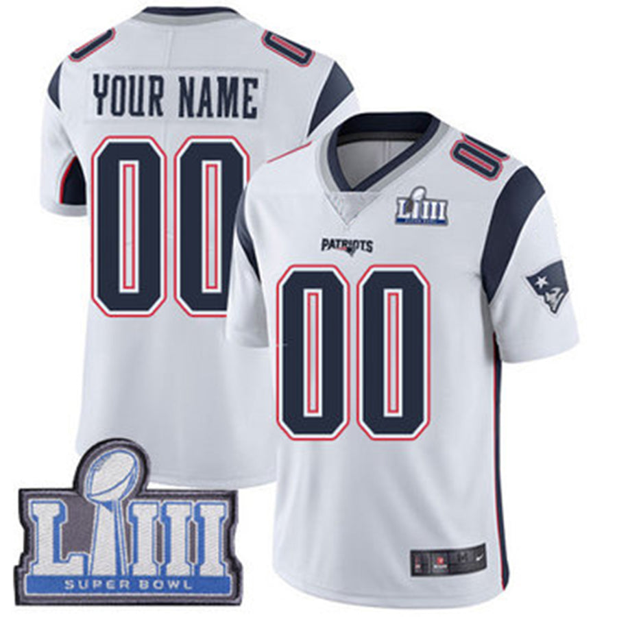 Custom White Super Bowl NE Football Shirt Top