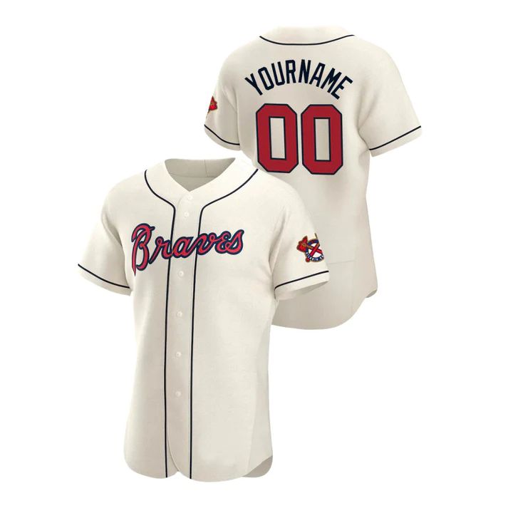 Custom Cream ATL Baseball Shirt Top