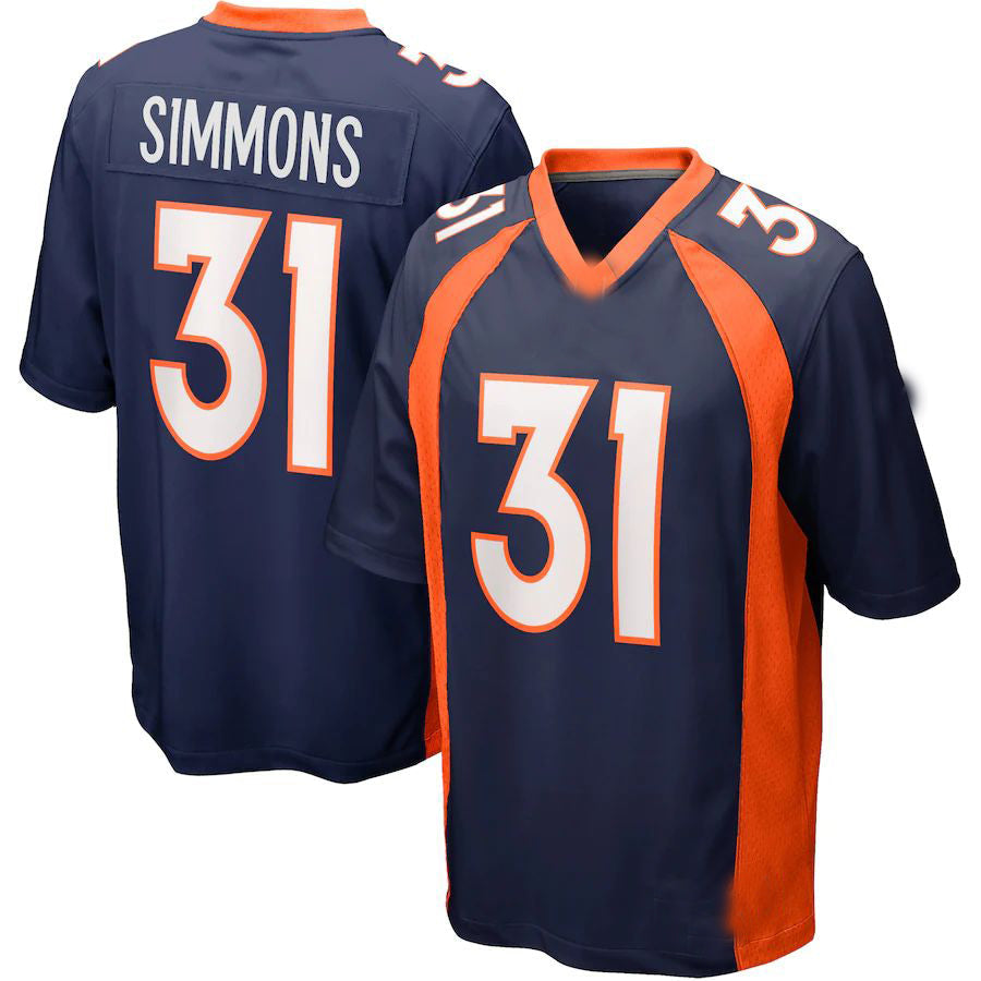 Custom #31 Navy DEN Football Shirt Top