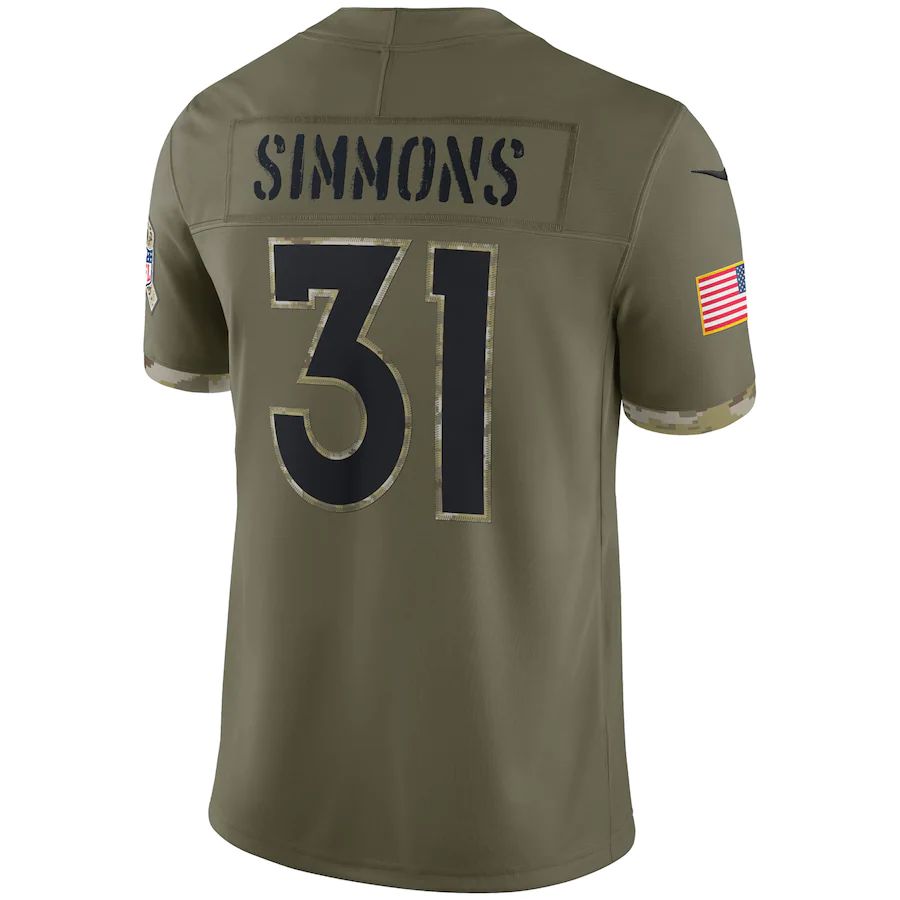 Custom #31 Olive 2022 DEN Football Shirt Top