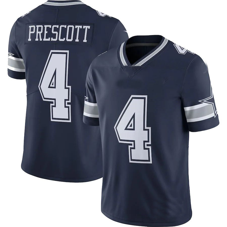 Custom #4 Navy DAL Football Shirt Top