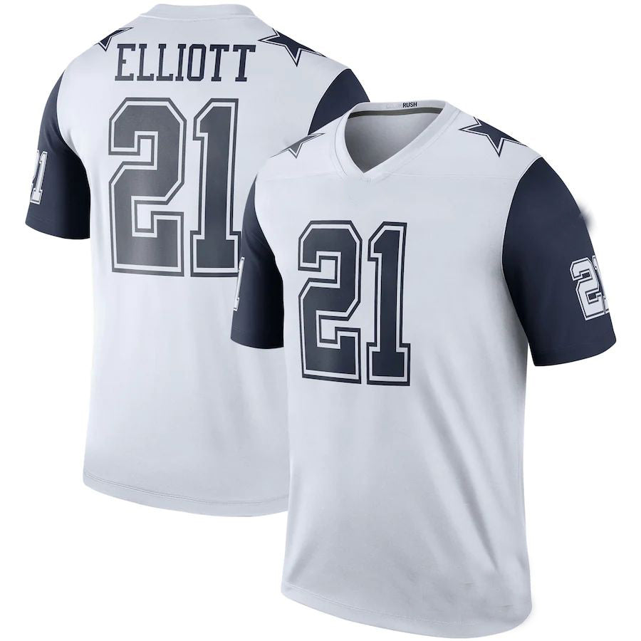 Custom #21 White DAL Football Shirt Top