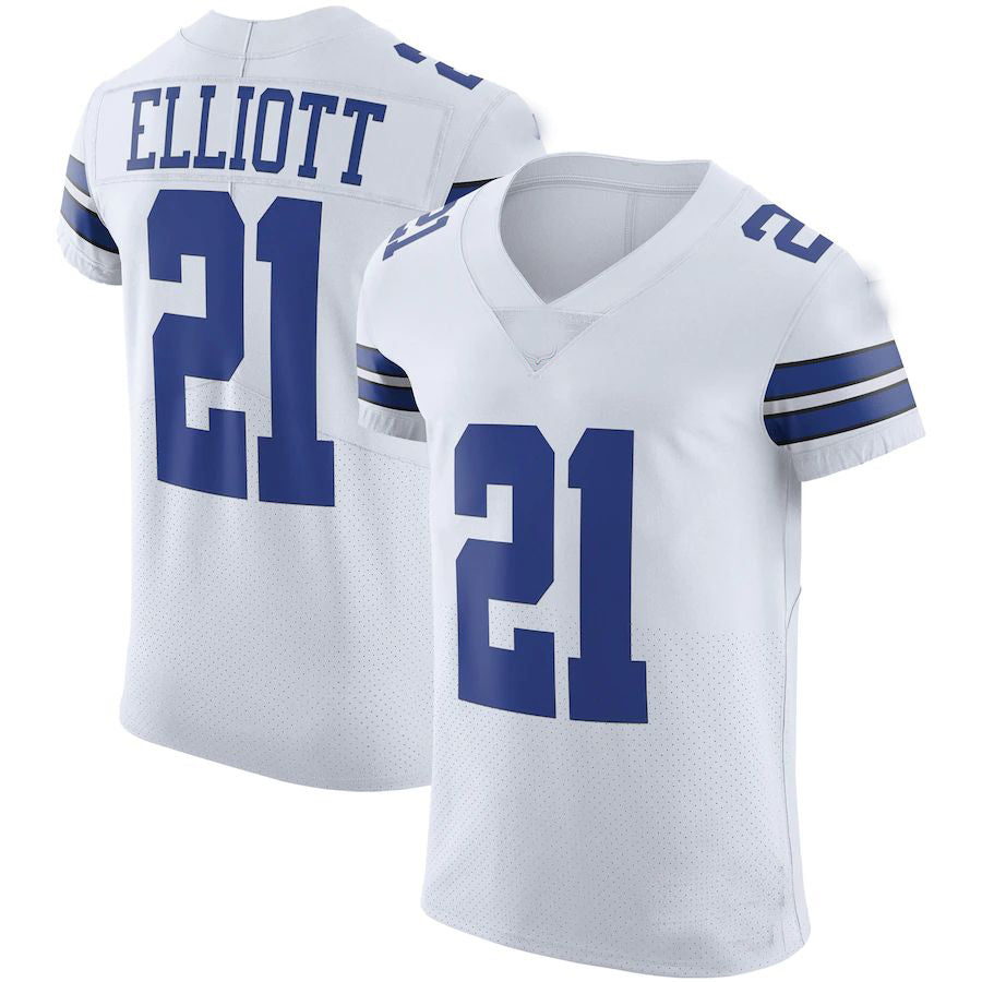 Custom #21 White DAL Football Shirt Top