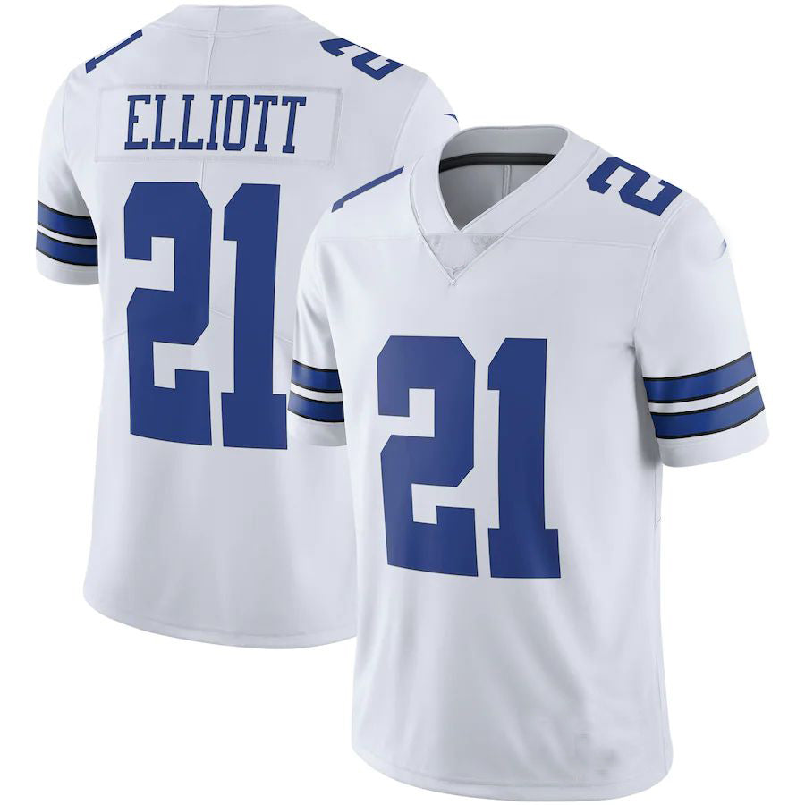 Custom #21 White DAL Football Shirt Top