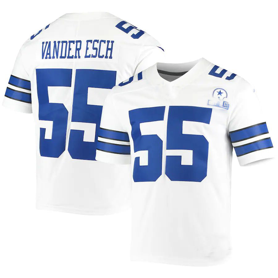 Custom #55 White DAL Football Shirt Top