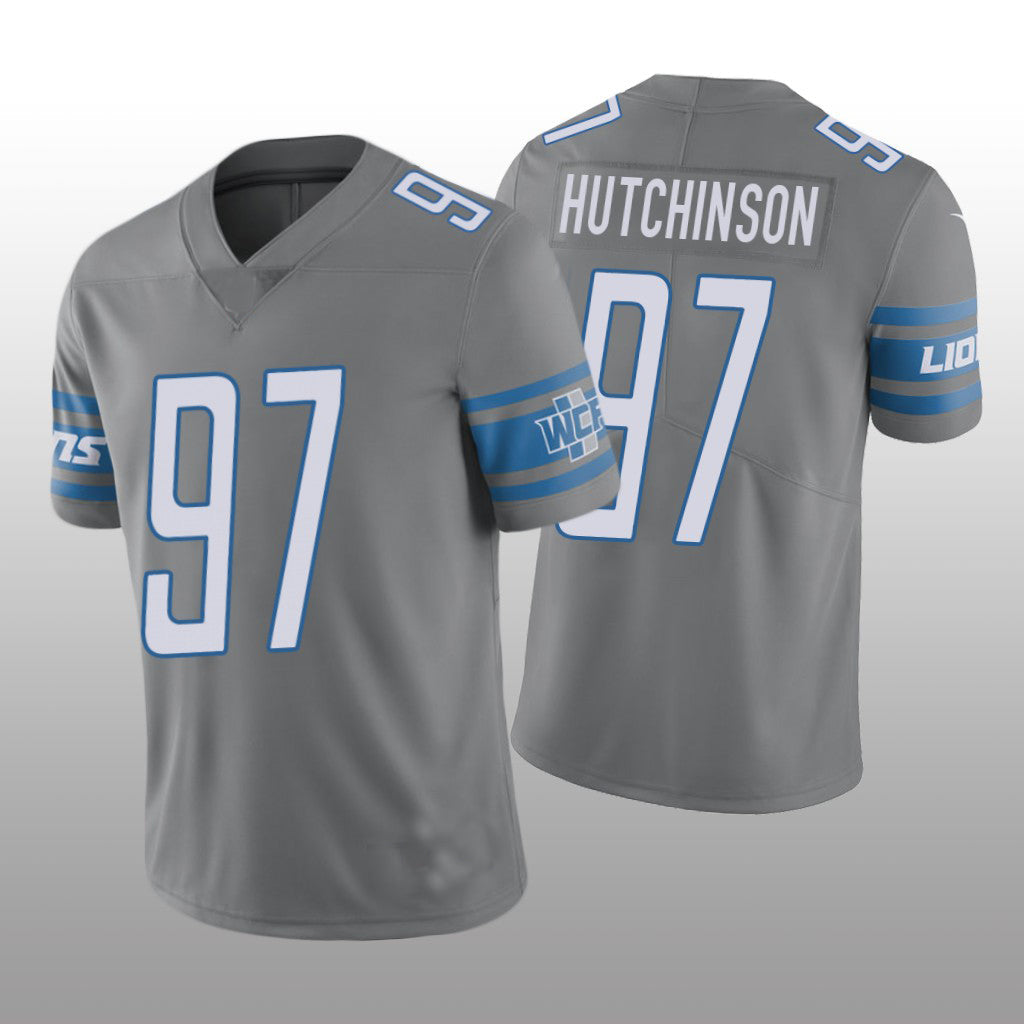 Custom #97 Silver 2022 DET Football Shirt Top