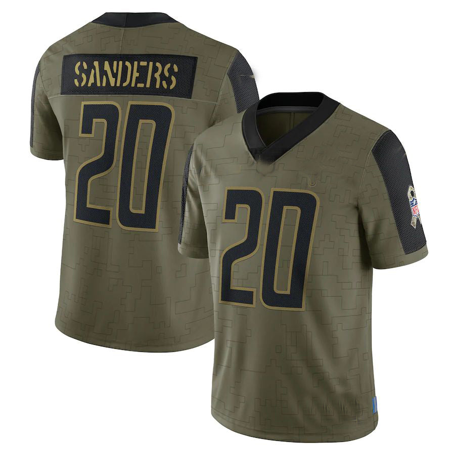 Custom #20 Olive 2021 DET Football Shirt Top