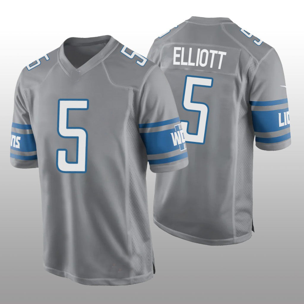 Custom #5 Silver DET Football Shirt Top