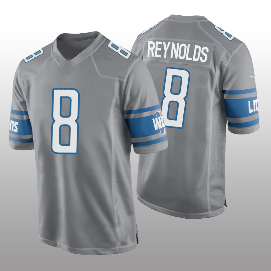 Custom #8 Silver DET Football Shirt Top