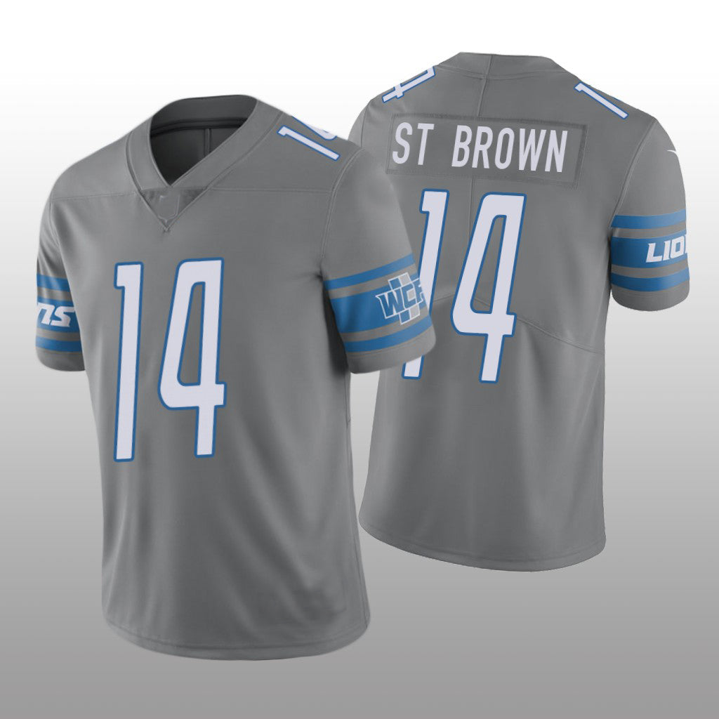 Custom #14 Silver DET Football Shirt Top