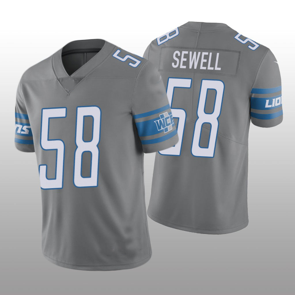 Custom #58 Silver DET Football Shirt Top