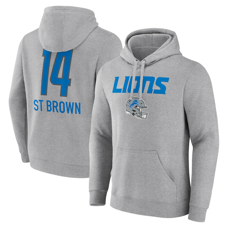 Custom #14 Gray DET Football Shirt Top