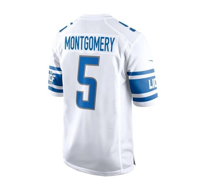 Custom #5 White DET Football Shirt Top